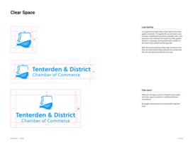 Spacing page of Tenterden & District Chamber of Commerce brand guidelines document created by Lunar Works.
