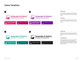 Colour variation page of Tenterden & District Chamber of Commerce brand guidelines document created by Lunar Works.