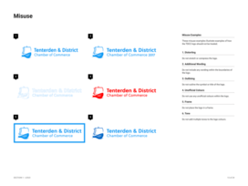 Misuse page of Tenterden & District Chamber of Commerce brand guidelines document created by Lunar Works.