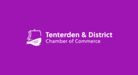 New Tenterden & District Chamber of Commerce logo deisgned by Lunar Works shown in job purple colour.