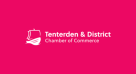 New Tenterden & District Chamber of Commerce logo deisgned by Lunar Works shown in offer pink colour.